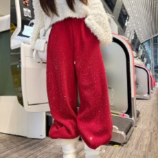 批发2026春季新款潮流百搭阔腿宽松烫钻<b class='q'>休闲</b><b class='q'>长裤</b>