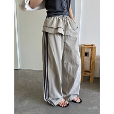 批发2026夏季新款侧面织带假两件下脚抽绳洋气百搭速干休闲裤(配屁帘)