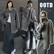 批发慵懒风中长款皮毛外套一体<b class='q'>孕妇</b><b class='q'>冬季</b>宽松环保皮草外套高级时尚上衣