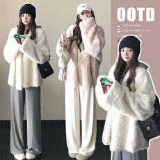 2025冬季仿花狐貂定染环保皮毛外套搭慵懒抽绳阔腿裤套装