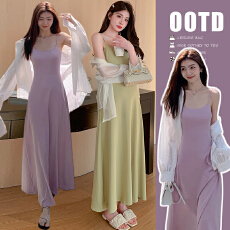 批发现 新款防晒<b class='q'>衬衣</b>针织宽松舒适连衣裙吊带裙孕妇套装