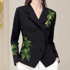 批发设计感刺绣知性OL<b class='q'>西装</b>小外套女2026春季新款气质职业黑色修身西服