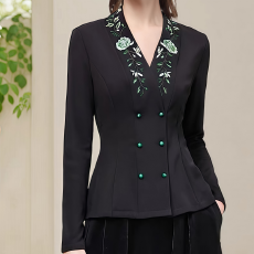 批发刺绣<b class='q'>西装</b>衬衫女弹力显瘦上衣2026春装新款气质通勤衬衣百搭时尚