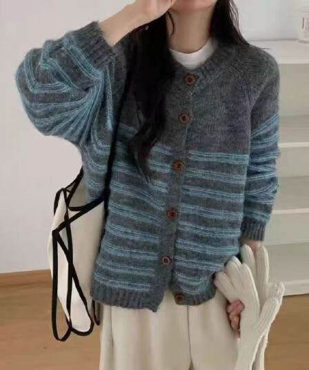 이른 가을 새로운 고급 센스 chic 일본식 부드러운 바람 루즈핏 느긋한 부드러운 찹쌀 스웨터 코트