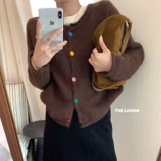 批发糖果色针织开衫女毛衣外套