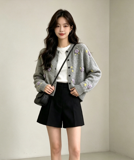 가을 겨울 새로운 한 부서 스웨터 코트 패션 꽃 니트 오픈 가디건 여성 트렌디