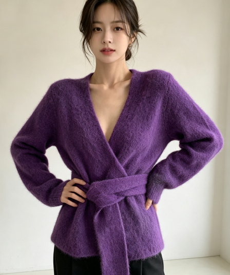 포함 양모 패션 대기 가을 겨울 새로운 레이스업 니트 오픈 가디건 다용도 V넥 스웨터 여성 코트