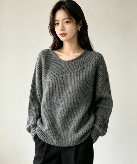 가을 겨울 새로운 절묘한 느긋한 바람 풀오버 니트 스웨터