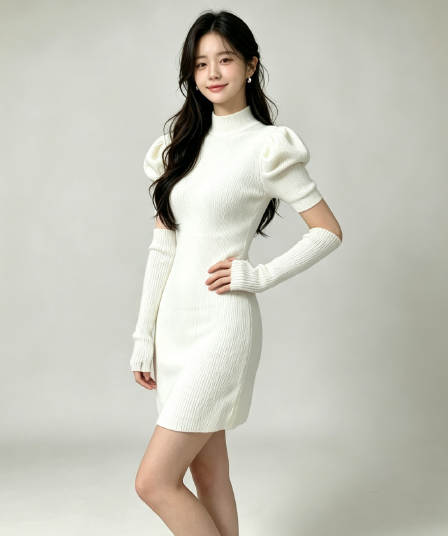 가을 겨울 새로운 작은 샤넬 스타일 한 레이스업 소매 커버 반하이넥 스웨터 니트 여성 드레스 트렌디