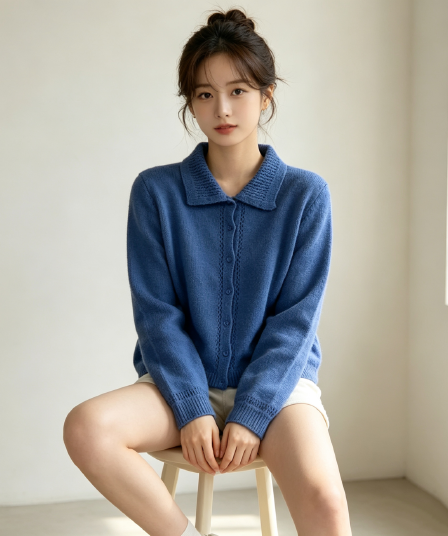우유 토끼 행성 직접 만든 따뜻한 섬 폴로 칼라 작은 홀로우 아웃 레이스 스웨터 오픈 가디건 여성 코트 식물 플러시 버클 니트 맨위