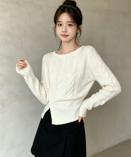 한 부서 가을 겨울 새로운 부드러운 찹쌀 트임 슬림해 보이는 품격 다용도 꽈배기 풀오버 니트 스웨터 맨위
