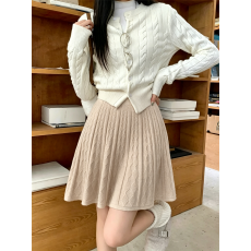 批发大码高腰针织a字半身裙女秋季<b class='q'>新款</b>胖mm显瘦遮肚小个子蓬蓬裙短裙