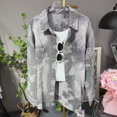 批发2026秋季重工新款烫钻<b class='q'>花朵</b>长袖牛仔衬衫<b class='q'>外套</b>女宽松休闲中长款上衣