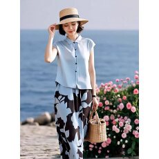 批发素订女装原创品牌旗舰店秋新款时尚<b class='q'>衬衫</b>上衣复古印花半身裙两件套