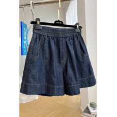 批发3700高端松紧腰休闲牛仔短裤女夏季薄款宽松高腰A字阔腿裤热裤潮