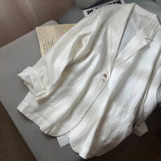 批发韩版复古纯<b class='q'>棉麻</b>防晒轻薄长袖<b class='q'>西装</b>外套女2025新款廓形宽松上衣