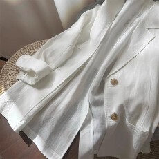 批发韩版复古<b class='q'>棉麻</b>防晒轻薄<b class='q'>西装</b>外套女2025新款廓形宽松上衣