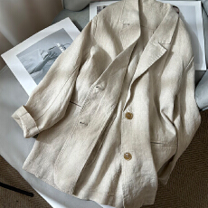 批发法式复古<b class='q'>棉麻</b>防晒轻薄<b class='q'>西装</b>外套女2025新款廓形宽松上衣
