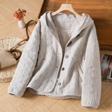 批发2025秋冬新款棉麻棉服外套绗棉文艺复古牛角扣外套保暖