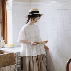3953文艺女装森系上衣女复古娃娃衫日系刺绣花边衬衫夏甜美可爱