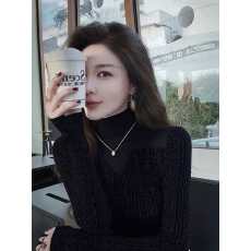 批发秋冬复古网纱拼接亮丝半高领<b class='q'>打底衫</b>女内搭甜辣妹修身显瘦<b class='q'>长袖</b>上衣