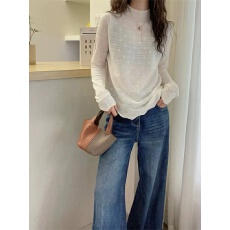 批发<b class='q'>欧洲站</b>2025冬季<b class='q'>新款</b>欧货简约长袖木耳边羊毛蕾丝打底衫软糯上衣女