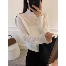 批发高端纯色蕾丝花边细羊毛打底衫新款气质洋气时尚白色上衣毛衣<b class='q'>女</b>装