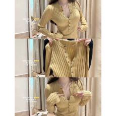 韩系黄色半开领坑条针织打底衫女秋冬设计感小众内搭修身短款上衣