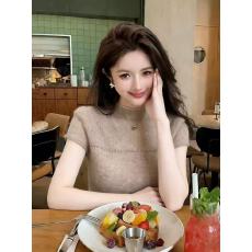 批发法式小资立领短袖<b class='q'>针织衫</b>女装2026新款夏季高级感轻奢别致叠穿上衣