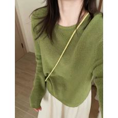 批发此外 冰麻糖果色针织衫女2026春季新款宽松纯色<b class='q'>套头毛衣</b>韩系减龄