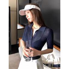 批发老钱风POLO<b class='q'>衫</b>T恤女短袖2026夏季修身显瘦气质<b class='q'>镂空</b>冰丝针织上衣