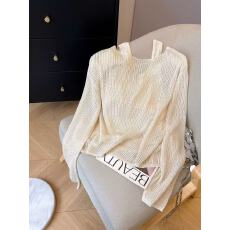 批发天丝亚麻上衣女2026新款春薄款叠穿镂空针织罩<b class='q'>衫</b>吊带两件套