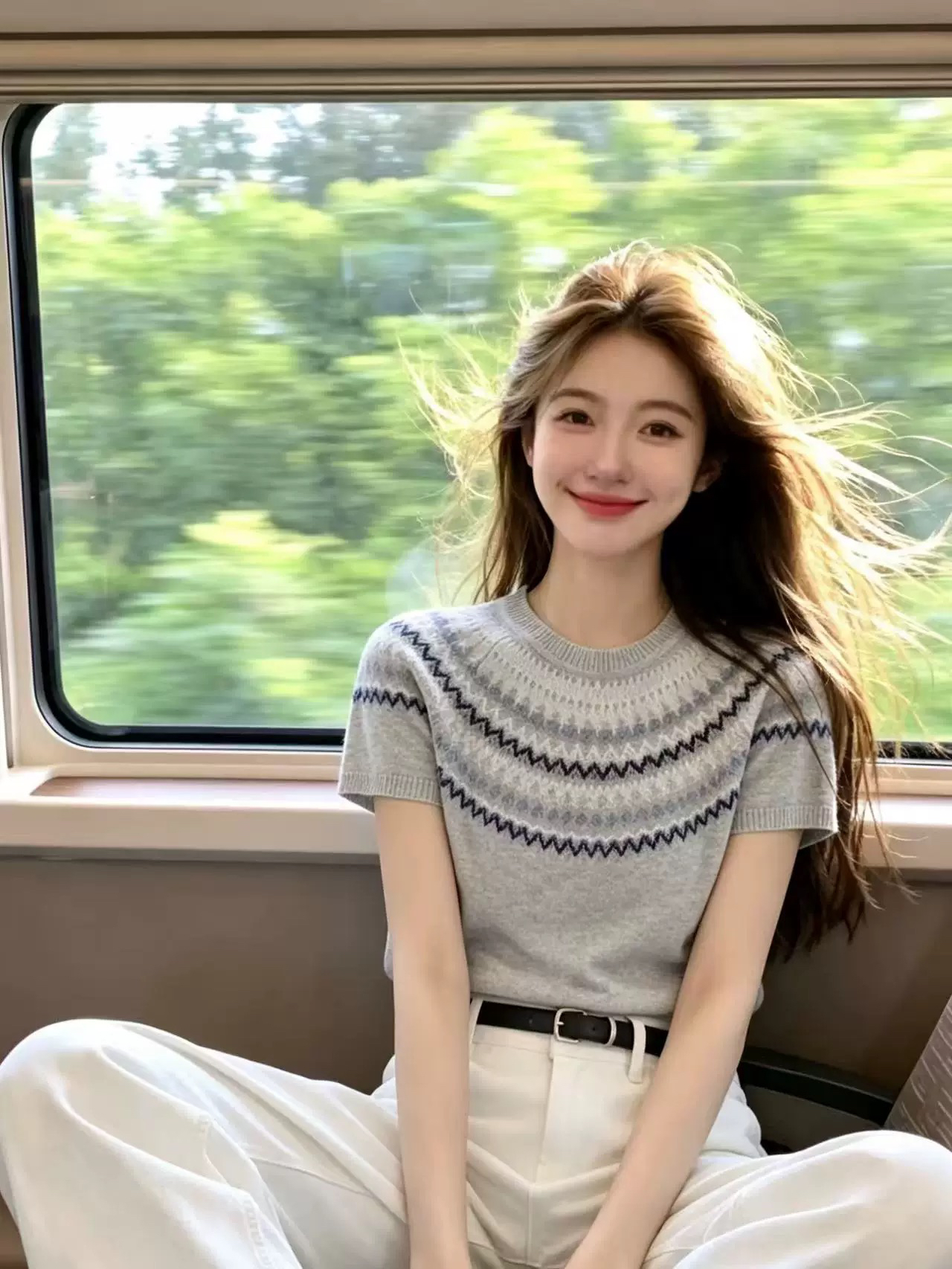 레트로 작은 대중 공정한 섬 니트 반팔 티셔츠 여성 여름 섹션 긍정적 인 어깨 몸매 가꾸기 얼음 실크 작은 키 쇼트 스타일 맨위