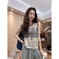 批发大码韩国女装夏季新款胖mm时尚休闲风齿轮针织背心设计感<b class='q'>百搭</b>上衣