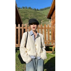 批发2025春季新款学生POLO领<b class='q'>衬衫</b>拼接小香风长袖假两件短款外套女