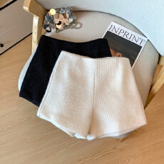 毛呢短裤女小个子2025年秋冬灰色高腰百搭显瘦A字加厚短裤