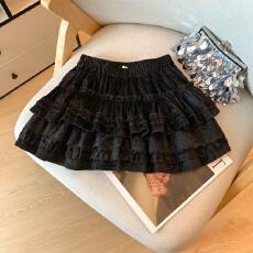 批发秋冬蓬蓬裙蕾丝花边半身裙女蛋糕裙防走光显瘦A字短裙