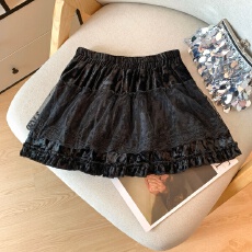 批发秋冬蕾丝拼接蛋糕半身裙女小个子高腰显瘦防走光a字蓬蓬短裙