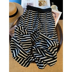 保暖加绒加厚条纹直筒阔腿裤女秋冬高腰宽松休闲学生拖地裤