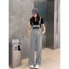 批发2026春夏韩版抽绳宽松学院女装运动<b class='q'>背带裤</b>运动风新款连体裤小个子