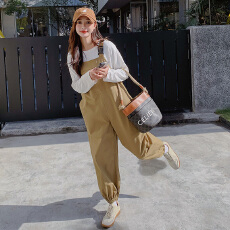 批发百搭时尚<b class='q'>背带裤</b>女春夏季韩版2026新款小个子宽松工装阔腿休闲裤子