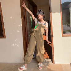 批发百搭时尚<b class='q'>背带裤</b>女春夏季韩版2026新款小个子宽松工装阔腿休闲裤子