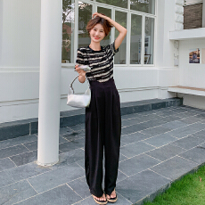 批发欧洲站高腰阔腿<b class='q'>背带裤</b>女2026夏季新款时尚休闲裤