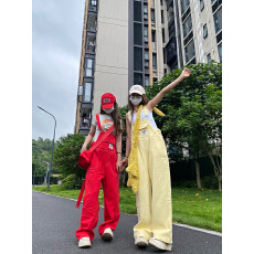 批发FFAN多巴胺夏季穿搭女2026夏装新款学院风背带裤学生团队服班服