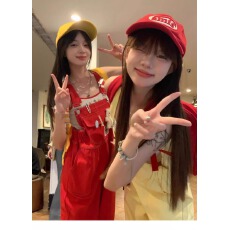 批发美式多巴胺牛仔背带裤女夏2026新款小个子韩系可爱宽松直筒阔腿裤