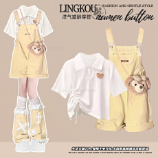 批发2026学生班服夏季甜盐风休闲裤显瘦全棉牛仔背带裤