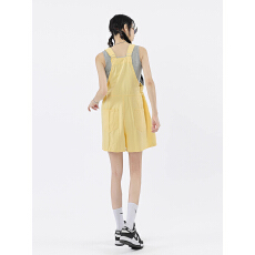 批发多巴胺穿搭工装背带裤2026年夏季<b class='q'>甜美</b>风黄色阔腿连体短裤