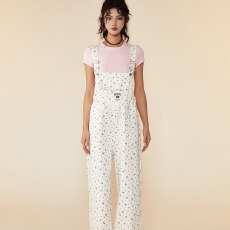 批发UEKO美式复古碎花连体背带裤女春夏宽松高腰直筒裤子拖地阔腿<b class='q'>长裤</b>