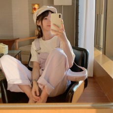 批发2026团队服班服香芋紫 经典版型<b class='q'>背带裤</b>女休闲