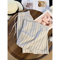 批发条纹阔腿裤女2026新款夏季裤子今年流行裤小个子拖地<b class='q'>长裤</b>